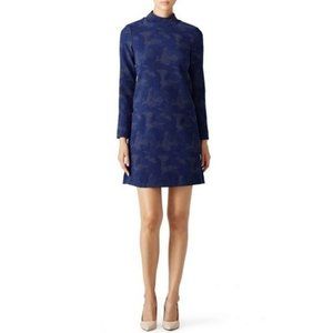 Hunter Bell Blue Grey Textured Long Sleeve Dress Exposed Zipper Size 2